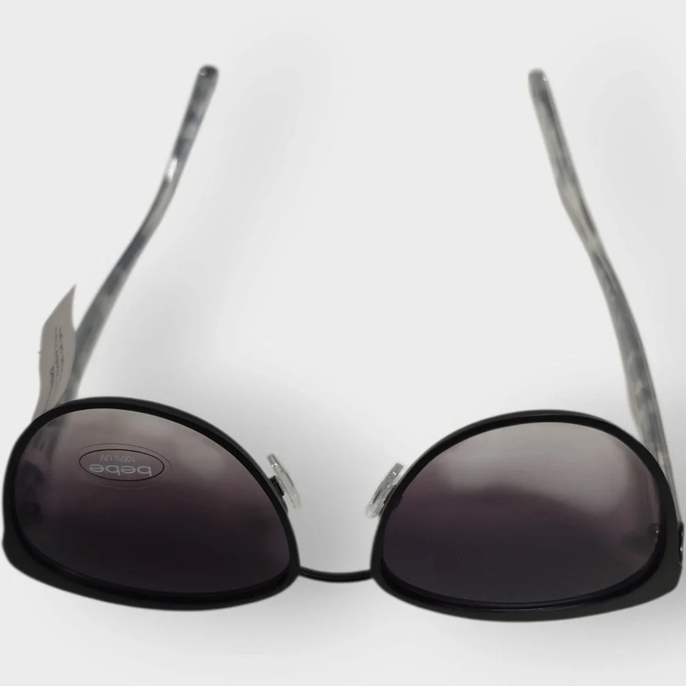 NEW BEBE BBOP2000 SUNGLASSES WOMENS METAL & PLASTIC BLACK OVERSIZED 001 FULL-RIM